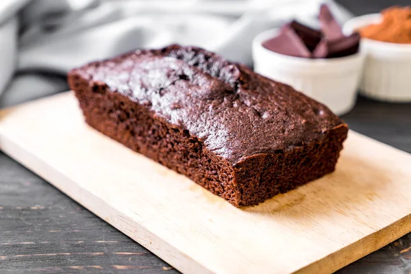 Pastel Chocolate Brownie Sobre Fondo Madera — Foto de Stock