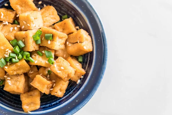Fried Tofu Bowl Sesame Healthy Vegan Food Style — Stock Photo, Image