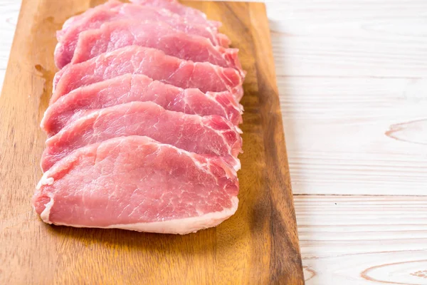 Fresh Pork Raw Fillet Wooden Board — Stock Photo, Image