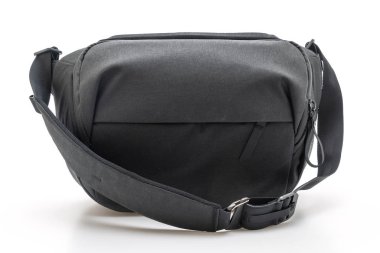 izole üzerinde beyaz arka plan siyah kumaş moda erkek çanta