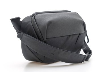 izole üzerinde beyaz arka plan siyah kumaş moda erkek çanta