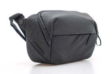 izole üzerinde beyaz arka plan siyah kumaş moda erkek çanta