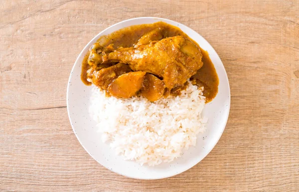 Chicken Massaman Curry Paste Mit Reis Asian Food Style — Stockfoto
