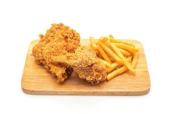 Frango Frito Com Batatas Fritas Nuggets Refeição Junk Food Comida — Fotografia de Stock