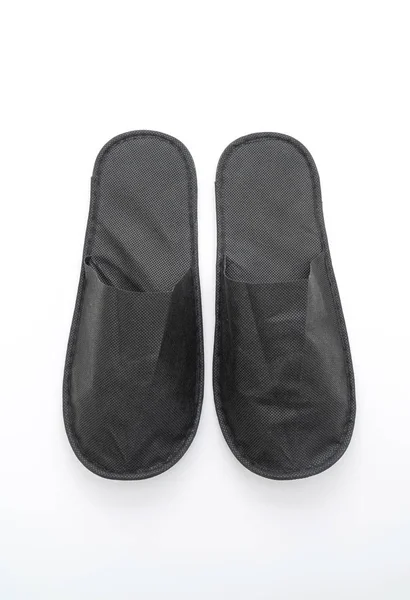 Chaussures Pantoufle Noir Isolé Sur Fond Blanc — Photo