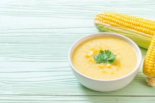 Corn Soup Bowl Healthy Food Style — Stock Photo, Image