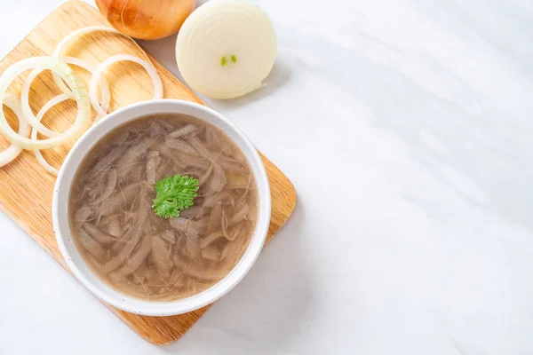 Миска Луковый Суп Здоровый Стиль Питания — стоковое фото