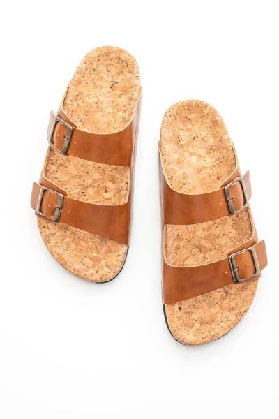 Sandalias Cuero Manera Los Hombres Las Mujeres Unisex Aisladas Fondo —  Fotos de Stock