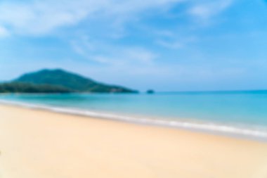 Soyut bulanıklık ve güzel tropikal plaj ve deniz paradise Island - tatil tatil kavramı defocus