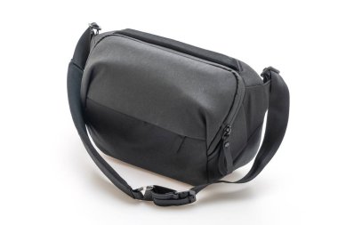 izole üzerinde beyaz arka plan siyah kumaş moda erkek çanta