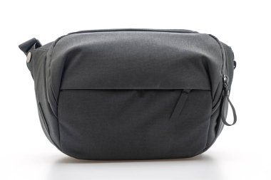 izole üzerinde beyaz arka plan siyah kumaş moda erkek çanta