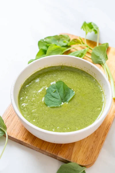 Tigela Sopa Espinafre Estilo Comida Saudável — Fotografia de Stock