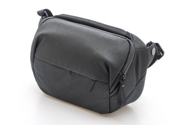 izole üzerinde beyaz arka plan siyah kumaş moda erkek çanta