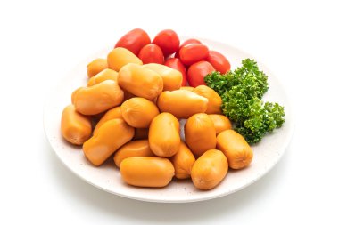 domuz eti kokteyl sosisi beyaz arka plan üzerinde izole