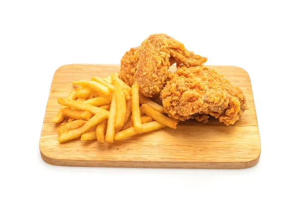 Frango Frito Com Batatas Fritas Nuggets Refeição Junk Food Comida — Fotografia de Stock