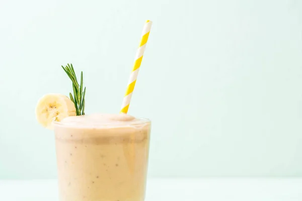 Banaan Smoothies Glas Houten Tafel — Stockfoto