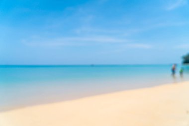 Soyut bulanıklık ve güzel tropikal plaj ve deniz paradise Island - tatil tatil kavramı defocus
