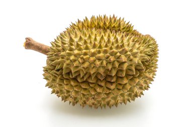 Beyaz arkaplanda izole edilmiş taze Durian meyvesi