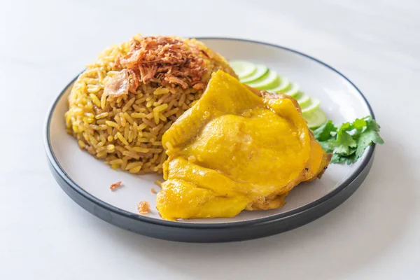 Muslim yellow rice with chicken