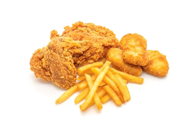 Fried Chicken French Fries Nuggets Meal Junk Food Unhealthy Food Stock Photo