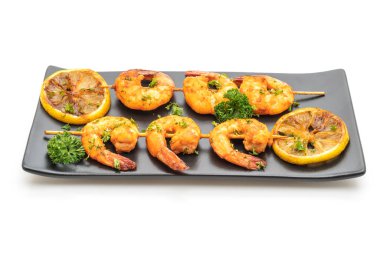 Limonlu ızgara kaplan karides şiş