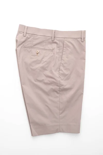 Pantaloni corti beige isolati su sfondo bianco — Foto Stock