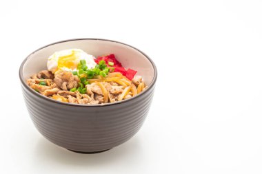 Yumurtalı domuz pirinci kasesi (Donburi) - Japon yemeği tarzı.
