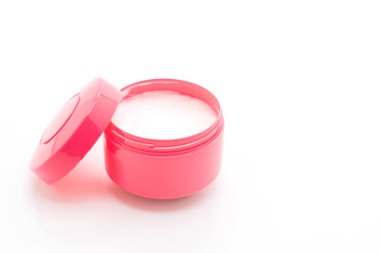 saç tedavi saç kremi kavanoz izole üzerinde beyaz arka plan