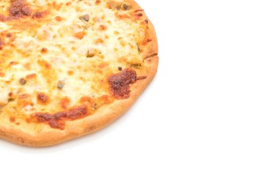 Beyaz arka plan üzerinde izole Kremalı mantarlı pizza