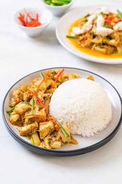 Toz köri pirinç - Tayland mutfağı ile kızartılmış yengeç