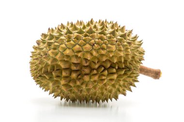 Beyaz arkaplanda izole edilmiş taze Durian meyvesi