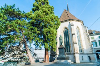 Ulrich Zwingli anıt da su kilise Zürih Şehri, İsviçre.