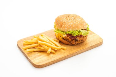 Beyaz arka plan üzerinde - sağlıksız yiyecek stil izole kızarmış tavuk burger