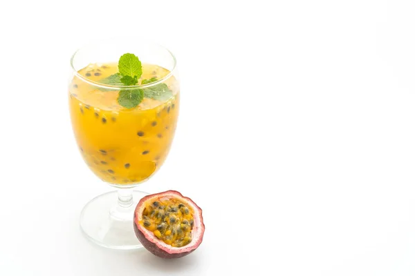 Fresh Iced Passion Fruit Juice Isolated White Background — Stock Photo, Image