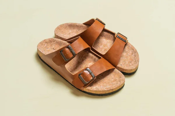 Sandalias Cuero Moda Para Hombres Mujeres Unisex —  Fotos de Stock