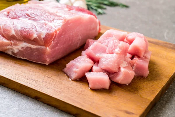 Fresh Pork Raw Fillet Wooden Board — Stock Photo, Image