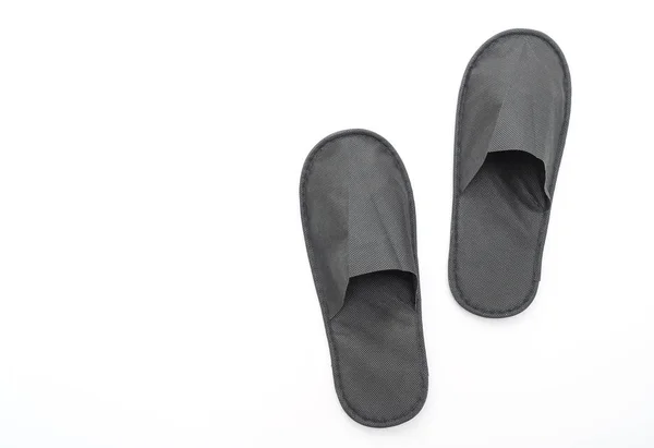 Scarpe Pantofola Nere Isolate Sfondo Bianco — Foto Stock