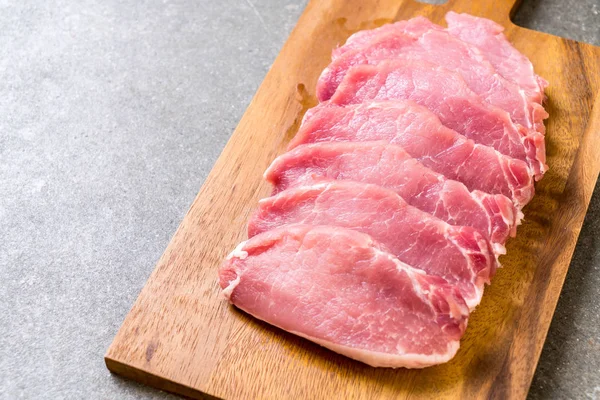 Fresh Pork Raw Fillet Wooden Board — Stock Photo, Image