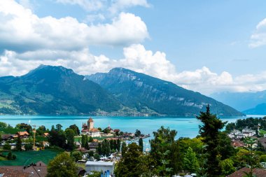Spiez Castle Thun Gölü İsviçre ile