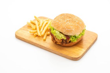 Beyaz arka plan üzerinde - sağlıksız yiyecek stil izole kızarmış tavuk burger