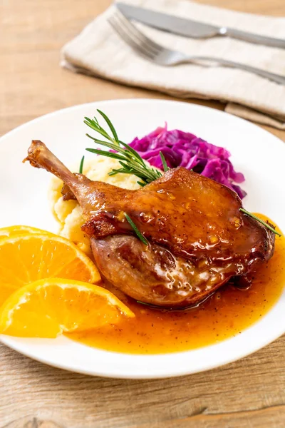 roasted duck leg steak with orange sauce