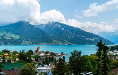 Spiez Castle Thun Gölü İsviçre ile