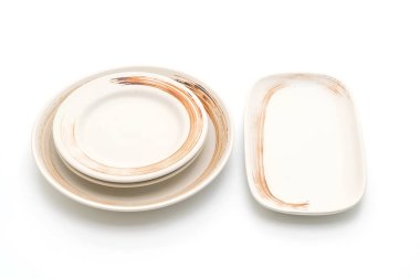 boş levha ve beyaz arka plan üzerinde izole kase