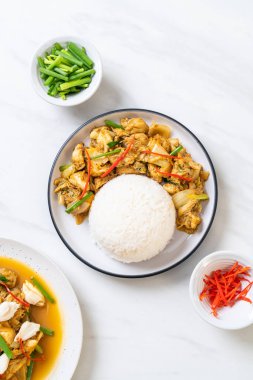 Toz köri pirinç - Tayland mutfağı ile kızartılmış yengeç