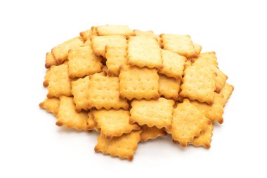 Beyaz arka plan üzerinde izole şekerli bisküvi kraker