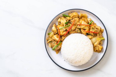 Toz köri pirinç - Tayland mutfağı ile kızartılmış yengeç