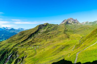 Güzel Alps dağ Grindelwald, İsviçre mavi gökyüzü ile