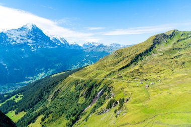 Güzel Alps dağ Grindelwald, İsviçre mavi gökyüzü ile