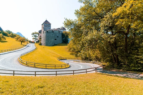 Piękna Architektura Zamku Vaduz Oficjalną Rezydencją Księcia Liechtensteinu Błękitnego Nieba — Zdjęcie stockowe