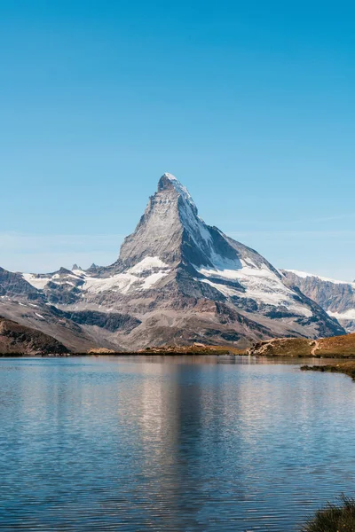 Cervino Con Lago Stellisee Zermatt Suiza —  Fotos de Stock